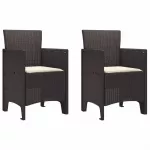 Sodo Kėdė su pagalve 2 pcs Ruda 53 x 49 x 85 cm Polipropilenas