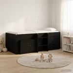 Palėpės lovos rėmas su spinta 3 vnt. Juoda Apdirbta mediena