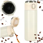 Termo puodelis su kandikliu LED termosas 420ml smėlio spalvos