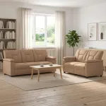 Sofos komplektas 2 pcs Kapučino Dirbtinė oda