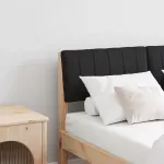 Apmu&scaron;ta lovos galvūgalis Juoda 120 cm Kietos pu&scaron;ies mediena