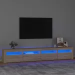 Televizoriaus spintelė su LED ap&scaron;vietimu, ąžuolo, 240x35x40cm