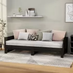 I&scaron;traukiama lova, juoda, 2x(90x200)cm, pu&scaron;ies medienos masyvas