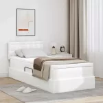 Lova su daiktų laikymo vieta ir LED &Scaron;vari balta 100 x 200 cm