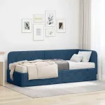 Kampinė lovos konstrukcija Mėlyna 80 x 200 cm audinys