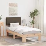 Lovo rėmas su apmu&scaron;tu galvūgaliu Taupe 90 x 200 cm