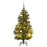 Kalėdų eglutė su &scaron;arnyrinėmis &scaron;akomis/LED/žaisliukais, 120cm
