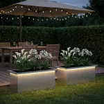 Sodo vazonas su LED 2 vnt. Sidabrinė 30 x 60 x 30 cm