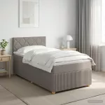 Spyruoklinė lova su čiužiniu Taupe 80 x 200 cm Audinys