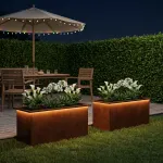 Sodo vazonas su LED 2 vnt. Rūdijanti 40 x 80 x 40 cm