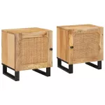 &Scaron;alia lovos spintelė 2 pcs Natūrali 40 x 33 x 46 cm