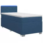 Lova su čiužiniu ir LED ap&scaron;vietimu Mėlyna 90 x 190 cm Audinys
