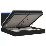 Otmana lova su matracsu ir LED Juoda 200 x 200 cm Audinys