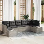 Sodo Sofų Rinkinys 7 pcs &Scaron;viesiai pilka Poli ratanas