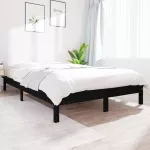 Lovos rėmas, juodos spalvos, 120x200cm, pu&scaron;ies medienos masyvas