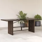 Stalas su stikliniu stalvir&scaron;iu, rudas, 190x80x74cm, poliratanas