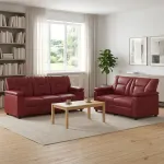 Sofos komplektas 2 pcs Vyno raudona Dirbtinė oda
