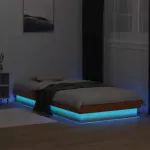 LED lovos rėmas, va&scaron;ko rudas, 90x190cm, pu&scaron;ies medienos masyvas