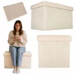 Pufas su daiktadėže sėdėjimui, atidaromas ir sulankstomas 50x31x31cm smėlinis