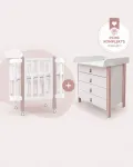 Baldų komplektas: lova Nika White/Cappuccino su kojomis + komoda Scandi White/Cappuccino su kojomis