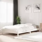Sudedama lova, balta, 90x190cm, pu&scaron;ies medienos masyvas