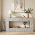 Konsolinis stalas Dryžuotas Betono Pilka 155 x 29 x 74 cm