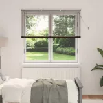Venecijos žaliuzės Tamsiai ruda su ra&scaron;tu 150 x 140 cm 25 mm PVC