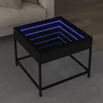 Kavos staliukas su Infinity LED lemputėmis, juodas, 50x50x41cm