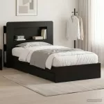 Lovos rėmas su saugojimu Juoda 75 x 190 cm Apdirbta mediena