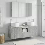 Vonios spintos komplektas 4 pcs Betono pilka Apdirbta mediena
