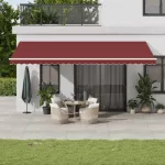 Rankiniu būdu i&scaron;traukiama markizė su LED, bordo, 600x350cm