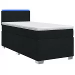 Lova su čiužiniu ir LED ap&scaron;vietimu Juoda 90 x 200 cm Audinys