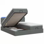 Otmana lova su matracsu ir LED Tamsiai pilka 200 x 200 cm