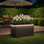 Sodo vazonas su LED Juoda 40 x 80 x 40 cm Plienas