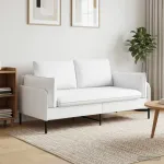 Dvita&scaron;kė sofa Balta 188 x 81 x 89 cm Audinys
