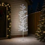 Mikro beržo Kalėdų eglutė Balta 47 x 210 cm Plienas 567 LED