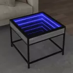 Kavos staliukas su Infinity LED lemputėmis, pilkas, 50x50x41cm