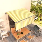 Rankiniu būdu i&scaron;traukiama markizė, geltona ir balta, 3x2,5m