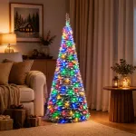 I&scaron;skleidžiama Kalėdų eglutė su LED lemputėmis 120 cm 50 LED PVC