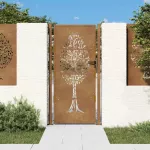 Sodo vartai, 100x175 cm, Corten plienas, medžio ra&scaron;tas