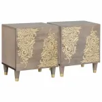 Naktinis staliukas su durelėmis 2 pcs Pilka 40 x 33 x 46 cm
