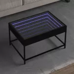 Kavos staliukas su Infinity LED lemputėmis, juodas, 70x50x41cm