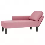 Poilsio gultas su pagalve/porankiu de&scaron;inėje, rožinė, aksomas