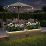 Sodo vazonas su LED 2 vnt. Sidabrinė 40 x 100 x 40 cm