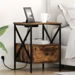 &Scaron;alia lovos spintelė 2 pcs Rūkyta ąžuolas 41,5 x 40,5 x 55 cm