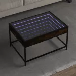 Kavos staliukas su Infinity LED lemputėmis, dūminis, 70x50x41cm