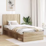 Lovos rėmas su saugojimu ir nugara Sonoma ąžuolas 100 x 200 cm