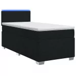 Lova su čiužiniu ir LED ap&scaron;vietimu Juoda 90 x 200 cm Audinys
