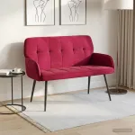 Dvivietė sofa su metalinėmis kojelėmis 2 vietos Vyno raudona