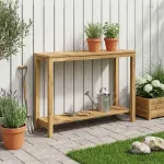 Sodo konsolinis stalas Balta apdaila 108,5 x 35 x 75 cm